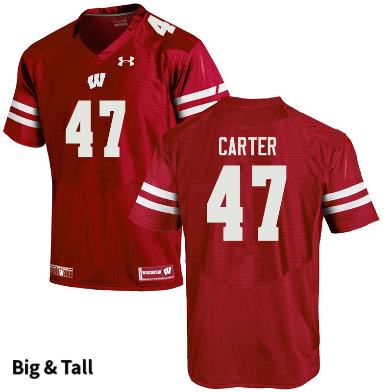 Wisconsin Badgers Men's #47 Nate Carter NCAA Under Armour Authentic Red Big & Tall College Stitched Football Jersey VL40Y12TY